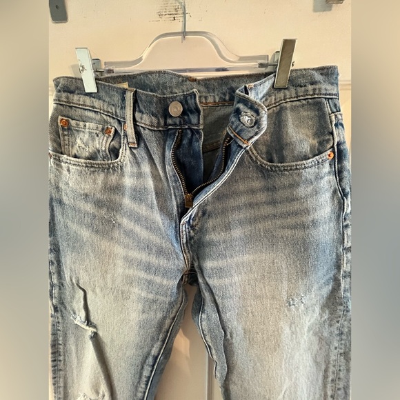 Levi's Light Blue Ripped Straight Jeans - Picture 3 of 5